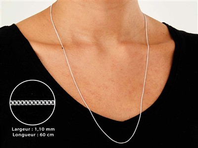 Chaîne maille Gourmette diamantée 1,10 mm, 60 cm, Argent 925 - Image Standard - 3