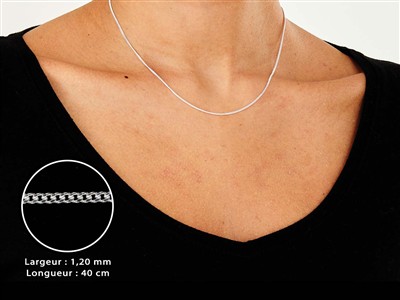 Chaîne maille Gourmette diamantée 1,2 mm, 40 cm, Argent 925 - Image Standard - 3