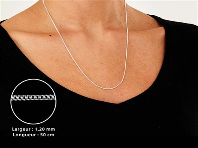 Chaîne maille Gourmette diamantée 1,2 mm, 50 cm, Argent 925 - Image Standard - 3