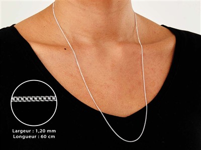 Chaîne maille Gourmette diamantée 1,2 mm, 60 cm, Argent 925 - Image Standard - 3