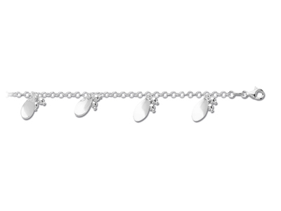 Bracelet Feuilles en breloque, 19 cm, Argent 925
