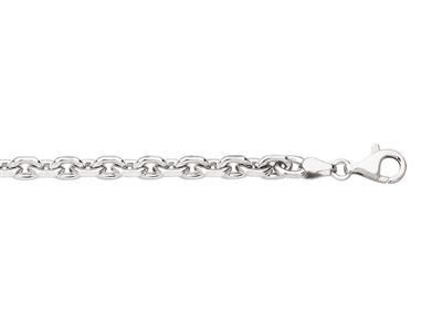 Bracelet maille Forçat diamantée 6 mm, 21 cm, Argent 925 rhodié