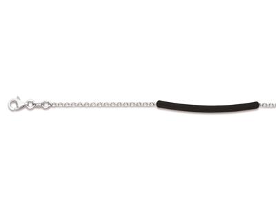 Bracelet Tube laqué noir, 173 cm, Argent 925 rhodié