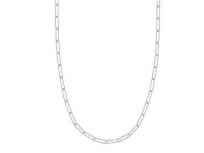 Sautoir maille Rectangle ciselée, 89 cm, Argent 925 rhodié