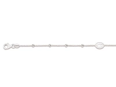 Bracelet Vierge miraculeuse sur chaîne 6 boules, 16-18,5 cm, Argent 925 rhodié - Image Standard - 2