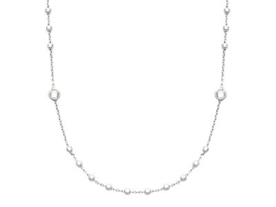 Sautoir Cristaux blancs et boules sur chaîne, 89 cm, Argent 925 rhodié - Image Standard - 2