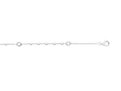 Bracelet cristaux blancs et boules sur chaîne, 16-18 cm, Argent 925 rhodié - Image Standard - 2