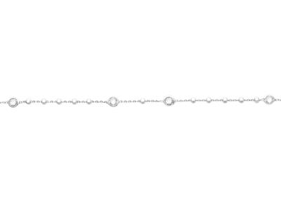 Bracelet cristaux blancs et boules sur chaîne, 16-18 cm, Argent 925 rhodié - Image Standard - 3
