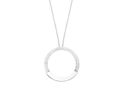 Collier motif Cercle 30 mm sur chaîne, 385 cm, Argent 925 Rh
