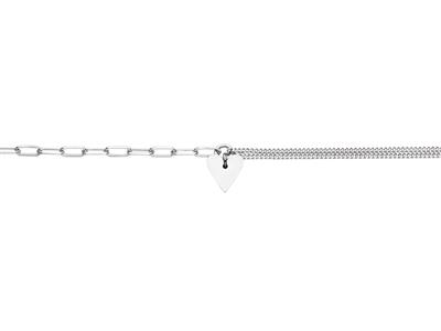Bracelet Coeur avec chaîne double maille, 163 cm, Argent 925