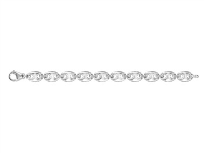 Bracelet Grains de café 12 x 15 mm, liens Oxydes de Zirconium, 19,50 cm, Argent 925 passivé - Image Standard - 2