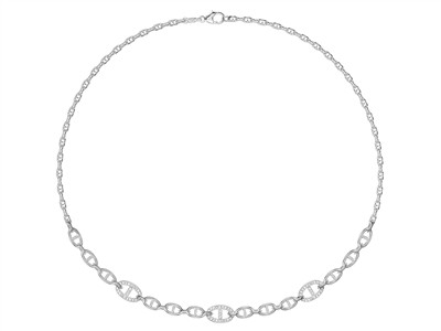 Collier maille Marine 3/6/8 mm, alternée 1/3 lisses et Oxydes de Zirconium, 43+3 cm, Argent 925 passivé - Image Standard - 4
