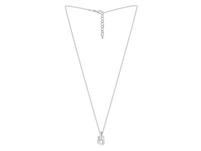 Collier maille Forçat ronde 1,40 mm, pendentif 2 étriers 15 x 7,5 mm, 40+5cm, Argent 925 passivé - Image Standard - 2