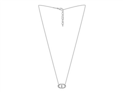 Collier maille Marine 10 x 15 mm avec Oxydes de Zirconium, 42+3 cm, Argent 925 passivé - Image Standard - 2