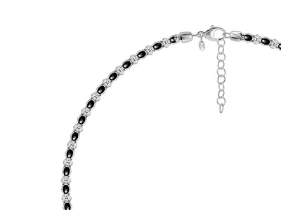 Collier résilles 3 mm et Oxydes de Zirconium noirs, 48+5 cm, Argent 925 passivé - Image Standard - 3