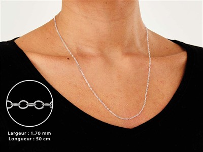 Chaîne maille Forçat claire ronde 1,7 mm, 50 cm, Argent 925 - Image Standard - 3