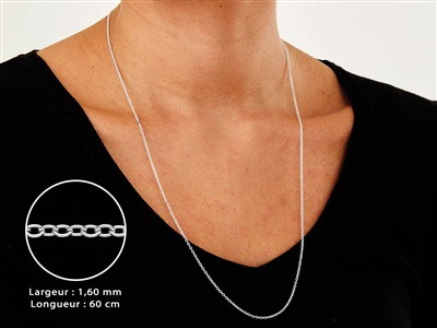 Chaîne maille Forçat claire ronde 1,6 mm, 60 cm, Argent 925 - Image Standard - 3