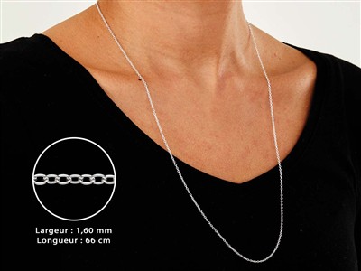 Chaîne maille Forçat claire ronde 1,6 mm, 66 cm, Argent 925 - Image Standard - 3