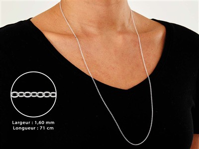 Chaîne maille Forçat claire ronde 1,6 mm, 71 cm, Argent 925 - Image Standard - 3