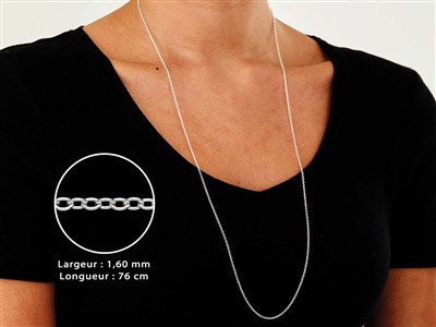 Chaîne maille Forçat claire ronde 1,6 mm, 76 cm, Argent 925 - Image Standard - 3