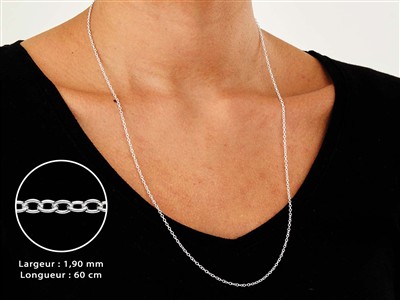 Chaîne maille Forçat claire ronde 1,9 mm, 60 cm, Argent 925 - Image Standard - 3