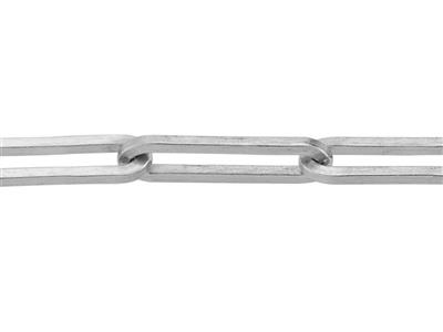 Chaine maille Rectangle 3,8 mm, Or gris 18k rhodié. Réf. 00862