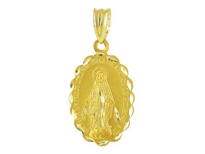 Médaille Vierge miraculeuse 21 x 15 mm, bord festoné, Or jaune 18k