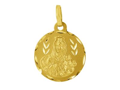 Médaille Vierge scapulaire 16 mm, double face, Or jaune 18k