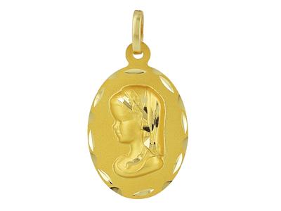 Médaille Vierge enfant, 20 x 15 mm, Or jaune 18k