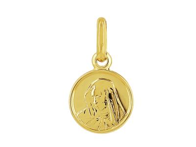 Médaille Vierge 8 mm, Or jaune 18k