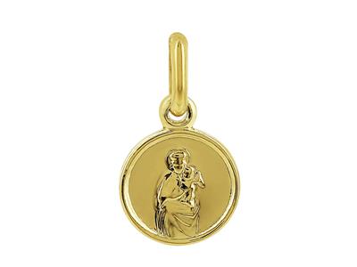 Médaille St Christophe 8 mm, Or jaune 18k