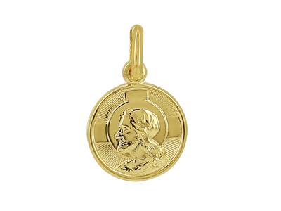 Pendentif médaille Christ 10 mm, Or jaune 18k