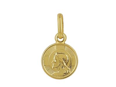 Pendentif médaille Christ 8 mm, Or jaune 18k