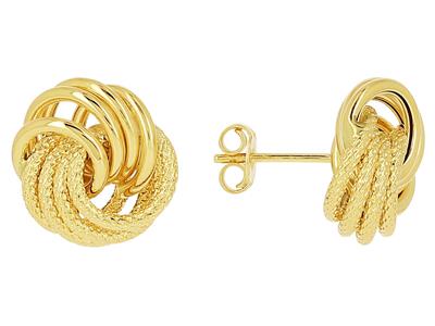 Boucles d'oreilles Rosette anneaux striés/lisses 14 mm, Or jaune 18k - Image Standard - 1