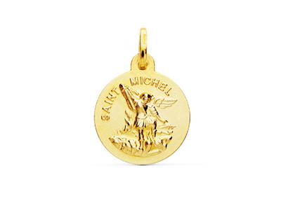 Médaille St Michel creuse 16 mm, Or jaune 18k