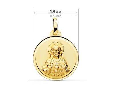 Médaille scapulaire creuse bords biseautés 18 mm, double face, Or jaune 18k - Image Standard - 2