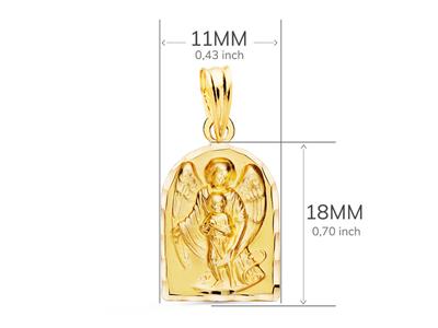 Médaille Ange gardien à la chapelle, forme alcove creuse, 18 x 11 mm, Or jaune 18k - Image Standard - 2