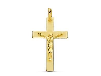 Pendentif Croix Christ, Or jaune 18k