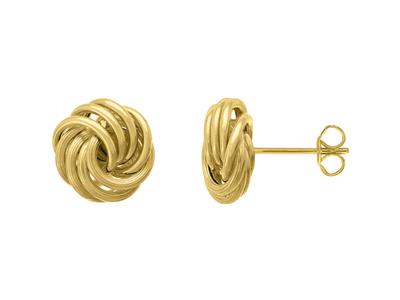 Boucles d'oreilles Rosette, anneaux striés/lisses, 12 mm, Or jaune 18k - Image Standard - 1
