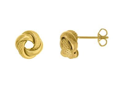 Boucles d'oreilles Pelotte, anneaux granulés/lisses, 10 mm, Or jaune 18k - Image Standard - 1