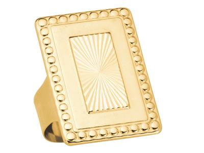 Chevalière rectangle biscuit, centre ciselé, 34 mm, Or jaune 18k, doigt 67 - Image Standard - 2