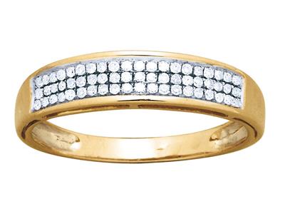 Alliance serti 3 rangs, diamants 0,19 ct, Or jaune 18k, doigt 52 - Image Standard - 3