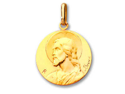 Médaille Christ, Or jaune 18k mat et poli