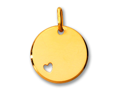 Médaille Jeton Coeur 16 mm, Or jaune 18k poli
