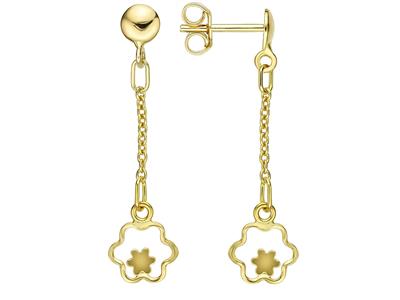 Boucles d'oreilles Fleurs pendantes ajourées diam 7,9 mm, Or jaune 18k - Image Standard - 1