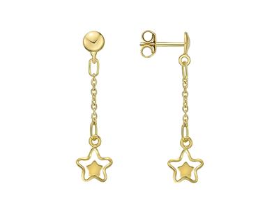 Boucles d'oreilles Etoiles pendantes ajourées diam 7,5 mm, Or jaune 18k - Image Standard - 1