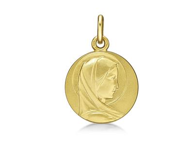 Médaille Ste Vierge massive 18 mm, Or jaune 18k