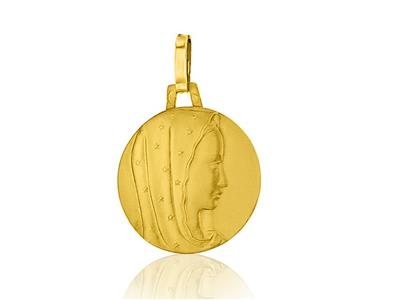 Médaille Ste Vierge massive 16 mm, Or jaune 18k