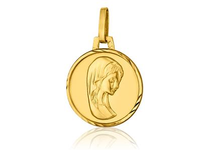 Médaille Ste Vierge fantaisie 14 mm, Or jaune 18k