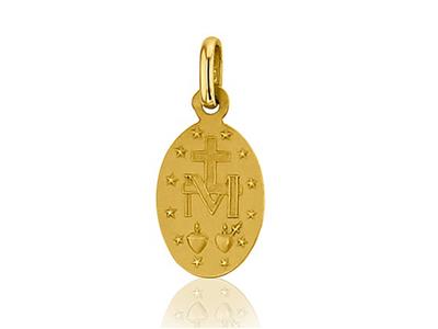 Médaille Vierge miraculeuse massive 13 mm, Or jaune 18k - Image Standard - 2